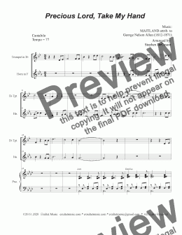 page one of Precious Lord, Take My Hand (Duet for Bb-Trumpet and French Horn)