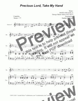 page one of Precious Lord, Take My Hand (French Horn solo and Piano)