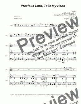 page one of Precious Lord, Take My Hand (Viola solo and Piano)