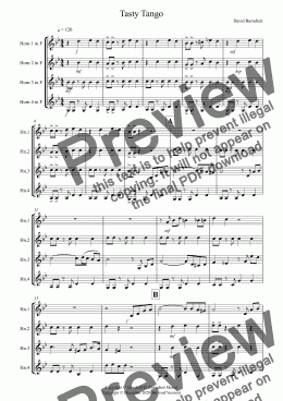 page one of Tasty Tango for Horn Quartet
