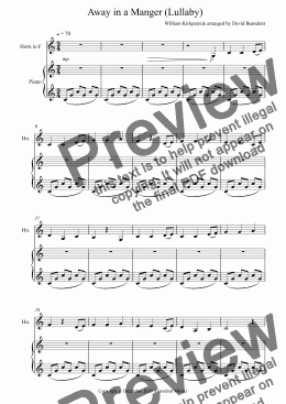 page one of Away in a Manger (Lullaby) for Horn and Piano