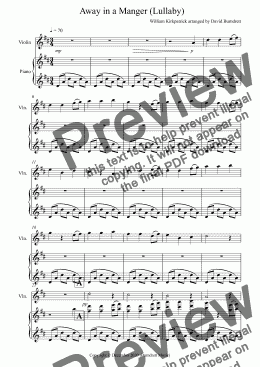 page one of Away in a Manger (Lullaby) for Violin and Piano
