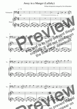 page one of Away in a Manger (Lullaby) for Cello and Piano