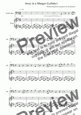 page one of Away in a Manger (Lullaby) for Double Bass and Piano