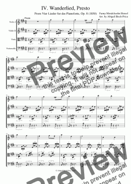 page one of IV. Wanderlied, Presto (from Vier Lieder für das Pianoforte)