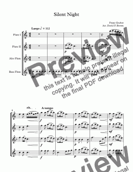page one of Silent Night for Flute Quartet