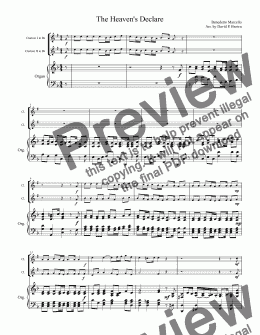 page one of The Heaven's Declare for Two Clarinets in Bb and Organ