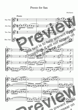 page one of Presto for Sax - Saxophone Quartet