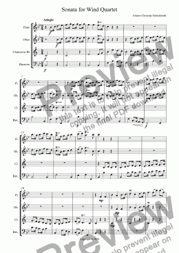 page one of Sonata for Wind Quartet