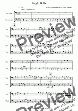 page one of Jingle Bells (Jazzy Style!) for Trombone Duet