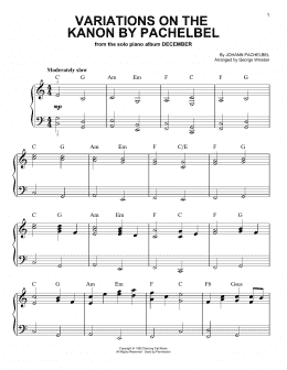 page one of Variations On The Kanon By Pachelbel (Easy Piano)