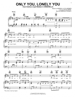 page one of Only You, Lonely You (from Andrew Lloyd Webber's Cinderella) (Piano, Vocal & Guitar Chords (Right-Hand Melody))