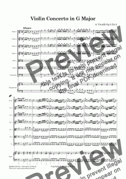 page one of Vivaldi Violin Concerto Op. 3 No. 3 for Violin and String Orchestra