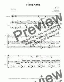 page one of Silent Night (French Horn solo and Piano)