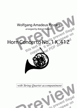 page one of Allegro from Horn Concerto No. 1 in D K412 (Horn & String Quartet)