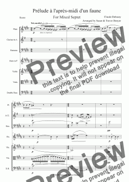 page one of Prélude à l'après-midi d'un faune - Debussy - Score - Mixed Septet