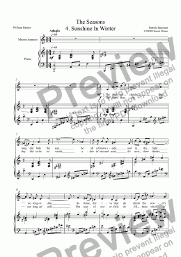 page one of The Seasons 4. Sunshine In Winter for Mezzo-soprano and Piano