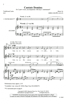 page one of Cantate Domino (2-Part Choir)