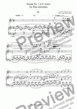 page one of Sonata No. 1 in C minor for flute and piano, Op. 2 - III. Adagio