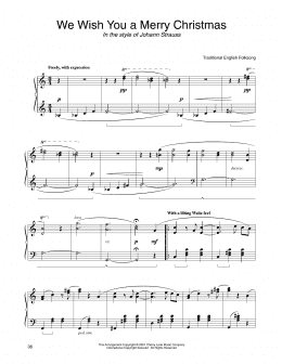 page one of We Wish You A Merry Christmas (in the style of Johann Strauss) (arr. Carol Klose) (Piano Solo)