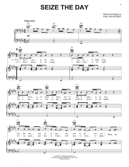 page one of Seize The Day (Piano, Vocal & Guitar Chords (Right-Hand Melody))