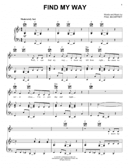 page one of Find My Way (Piano, Vocal & Guitar Chords (Right-Hand Melody))