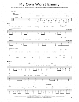 page one of My Own Worst Enemy (Easy Bass Tab)
