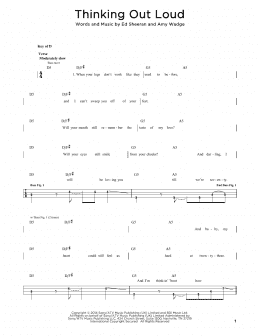 page one of Thinking Out Loud (Easy Bass Tab)