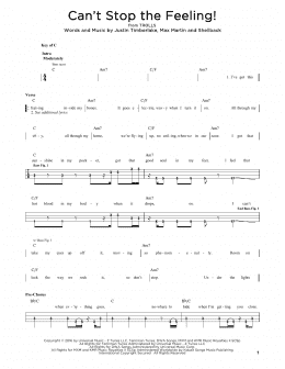 page one of Can't Stop The Feeling! (Easy Bass Tab)