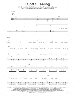 page one of I Gotta Feeling (Easy Bass Tab)