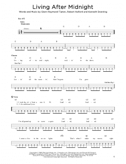 page one of Living After Midnight (Easy Bass Tab)