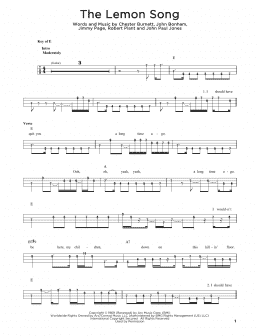 page one of The Lemon Song (Easy Bass Tab)