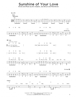 page one of Sunshine Of Your Love (Easy Bass Tab)