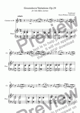 page one of Greensleeve Variations Op.29