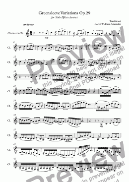 page one of Greensleeve Variations Op.29