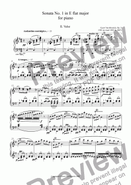 page one of Sonata No. 1 in E flat major for piano, Op. 3 - II. Valse