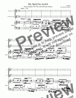 page one of My Spirit be Joyful for Two Clarinets and Piano