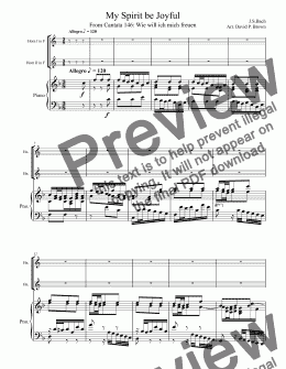 page one of My Spirit be Joyful for Two French Horns and Piano