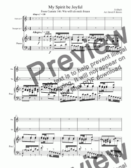 page one of My Spirit be Joyful for Trumpet, French Horn and Piano