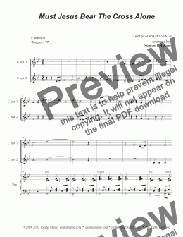 page one of Must Jesus Bear The Cross Alone (Duet for C-Instruments)