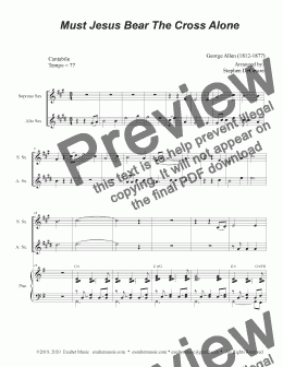page one of Must Jesus Bear The Cross Alone (Duet for Soprano and Alto Saxophone)