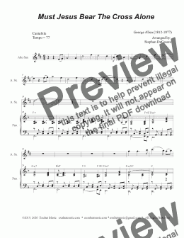page one of Must Jesus Bear The Cross Alone (Alto Saxophone and Piano)