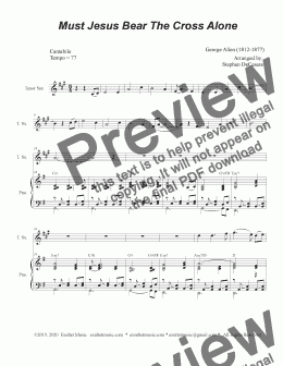 page one of Must Jesus Bear The Cross Alone (Tenor Saxophone and Piano)