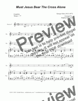 page one of Must Jesus Bear The Cross Alone (French Horn solo and Piano)