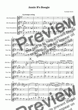 page one of Annie B's Boogie (AATB saxophone quartet)