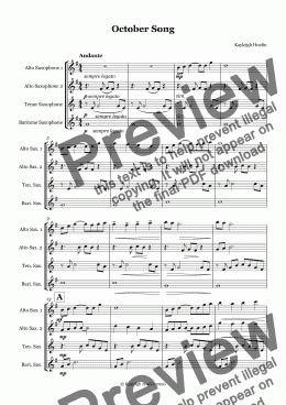 page one of October Song (AATB saxophone quartet)