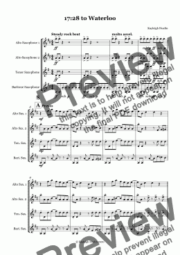 page one of 17:28 to Waterloo (AATB saxophone quartet)