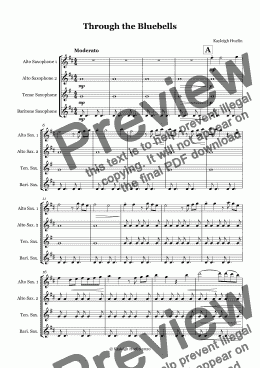 page one of Through the Bluebells (AATB saxophone quartet)