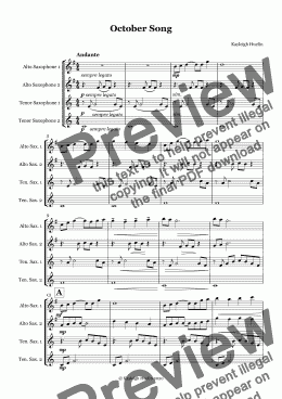 page one of October Song (AATT saxophone quartet)