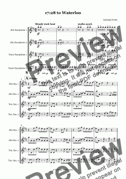 page one of 17:28 to Waterloo (AATT saxophone quartet)